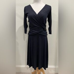 Max Mara Wrap-Up V-neck Jersey Midi Dress IT 42 (US 6) Gray Chain Drape Designer